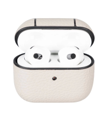 Apple AirPods 3.nesil Uyumlu Deri Kılıf Juni ERC3 Bej