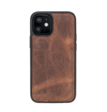 Apple iPhone 12 mini Uyumlu Deri Arka Kapak G2 Kahve