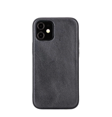 Apple iPhone 12 mini Uyumlu Deri Arka Kapak ROCK RST1 Siyah