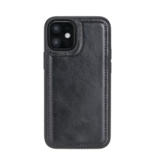 Apple iPhone 12 mini Uyumlu Deri Arka Kapak RST1 Siyah