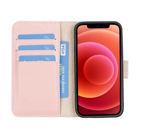 Apple iPhone 12 mini Uyumlu Deri Cüzdanlı Kılıf NU2 Pembe Apple iPhone 12 mini Uyumlu Deri Cüzdanlı Kılıf NU2 Pembe
