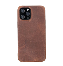 Apple iPhone 12 Pro Max Uyumlu Deri Arka Kapak ROCK G2 Kahve