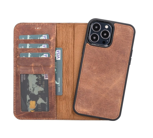 Apple iPhone 12 Pro Max Uyumlu Deri Cüzdanlı Kılıf Antik Kahve Apple iPhone 12 Pro Max Uyumlu Deri Cüzdanlı Kılıf Antik Kahve