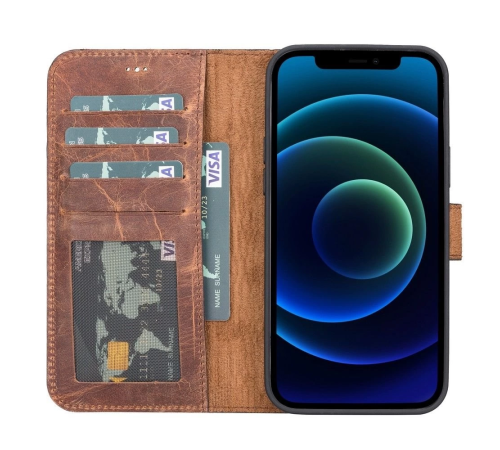 Apple iPhone 12 Pro Max Uyumlu Deri Cüzdanlı Kılıf Antik Kahve Apple iPhone 12 Pro Max Uyumlu Deri Cüzdanlı Kılıf Antik Kahve