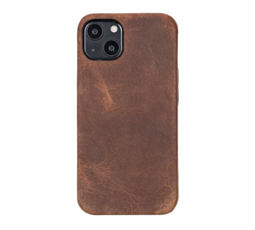 Apple iPhone 13 Mini Uyumlu Deri Arka Kapak ROCK G2 Kahverengi Apple iPhone 13 Mini Uyumlu Deri Arka Kapak ROCK G2 Kahverengi