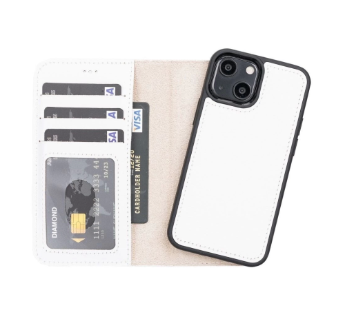 Apple iPhone 13 Mini Uyumlu Deri Cüzdanlı Kılıf F3 Beyaz Apple iPhone 13 Mini Uyumlu Deri Cüzdanlı Kılıf F3 Beyaz
