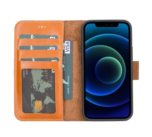 Apple iPhone 13 Mini Uyumlu Deri Cüzdanlı Kılıf RST2EF Taba Apple iPhone 13 Mini Uyumlu Deri Cüzdanlı Kılıf RST2EF Taba