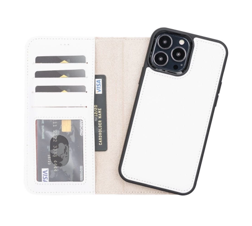 Apple iPhone 13 Pro Max Uyumlu Deri Cüzdanlı Kılıf F3 Beyaz Apple iPhone 13 Pro Max Uyumlu Deri Cüzdanlı Kılıf F3 Beyaz