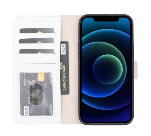 Apple iPhone 13 Pro Max Uyumlu Deri Cüzdanlı Kılıf F3 Beyaz Apple iPhone 13 Pro Max Uyumlu Deri Cüzdanlı Kılıf F3 Beyaz