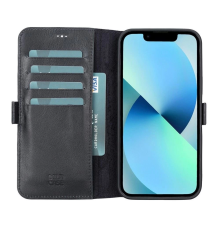 Apple iPhone 13 Pro Max Uyumlu Deri Cüzdanlı Kılıf Siyah