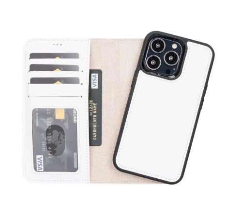 Apple iPhone 13 Pro Uyumlu Deri Cüzdanlı Kılıf F3 Beyaz Apple iPhone 13 Pro Uyumlu Deri Cüzdanlı Kılıf F3 Beyaz