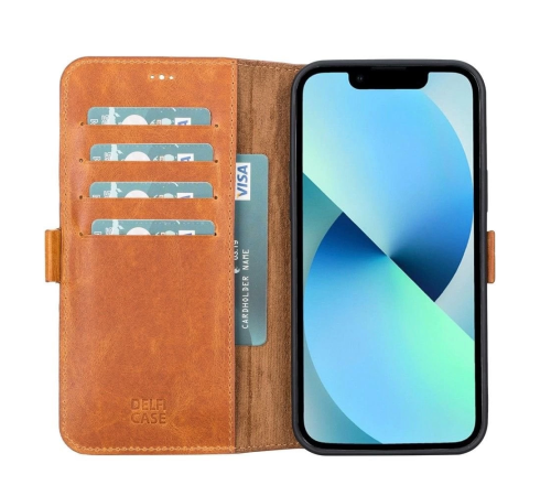 Apple iPhone 13 Pro Uyumlu Deri Cüzdanlı Kılıf Karamel Apple iPhone 13 Pro Uyumlu Deri Cüzdanlı Kılıf Karamel