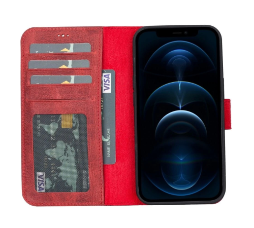 Apple iPhone 13 Pro Uyumlu Deri Cüzdanlı Kılıf Liluri G4 Kırmızı Apple iPhone 13 Pro Uyumlu Deri Cüzdanlı Kılıf Liluri G4 Kırmızı