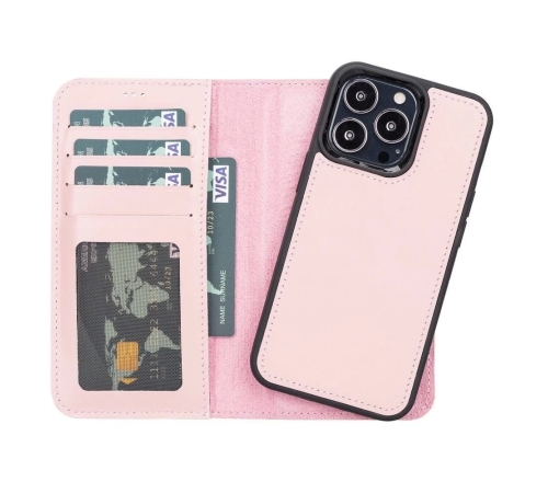Apple iPhone 13 Pro Uyumlu Deri Cüzdanlı Kılıf NU2 Pembe Apple iPhone 13 Pro Uyumlu Deri Cüzdanlı Kılıf NU2 Pembe