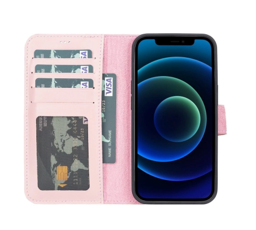 Apple iPhone 13 Pro Uyumlu Deri Cüzdanlı Kılıf NU2 Pembe Apple iPhone 13 Pro Uyumlu Deri Cüzdanlı Kılıf NU2 Pembe