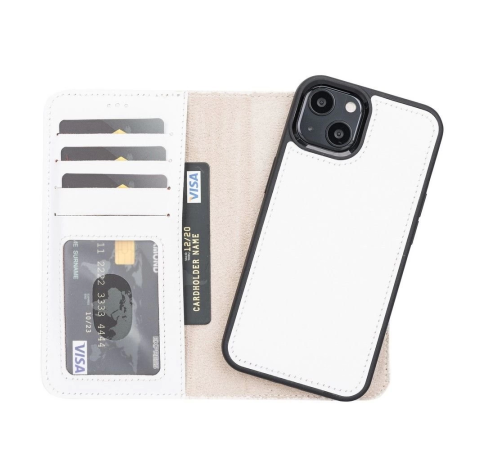 Apple iPhone 13 Uyumlu Deri Cüzdanlı Kılıf F3 Beyaz Apple iPhone 13 Uyumlu Deri Cüzdanlı Kılıf F3 Beyaz