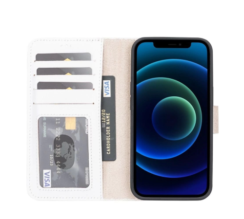 Apple iPhone 13 Uyumlu Deri Cüzdanlı Kılıf F3 Beyaz Apple iPhone 13 Uyumlu Deri Cüzdanlı Kılıf F3 Beyaz