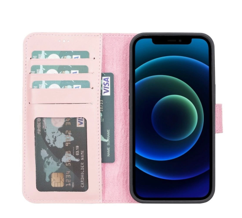 Apple iPhone 13 Uyumlu Deri Cüzdanlı Kılıf NU2 Pembe Apple iPhone 13 Uyumlu Deri Cüzdanlı Kılıf NU2 Pembe