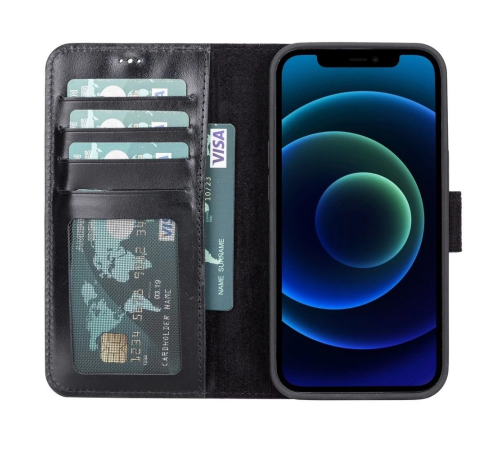 Apple iPhone 13 Uyumlu Deri Cüzdanlı Kılıf RST1 Siyah Apple iPhone 13 Uyumlu Deri Cüzdanlı Kılıf RST1 Siyah