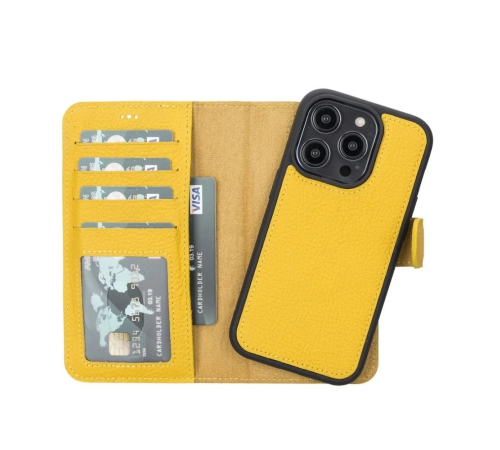 Apple iPhone 14 Pro Uyumlu Deri Cüzdanlı Kılıf MWWN FL12 Sarı Apple iPhone 14 Pro Uyumlu Deri Cüzdanlı Kılıf MWWN FL12 Sarı