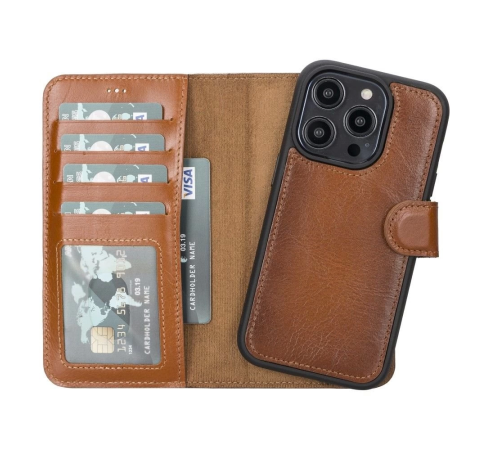 Apple iPhone 14 Pro Uyumlu Deri Cüzdanlı Kılıf MWWN RST2EF Taba Apple iPhone 14 Pro Uyumlu Deri Cüzdanlı Kılıf MWWN RST2EF Taba