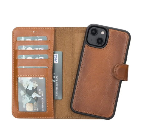 Apple iPhone 14 Uyumlu Deri Cüzdanlı Kılıf MWWN RST2EF Taba Apple iPhone 14 Uyumlu Deri Cüzdanlı Kılıf MWWN RST2EF Taba