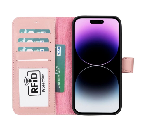 Apple iPhone 15 Plus Uyumlu Deri Cüzdanlı Kılıf MWWN NU2 Pembe Apple iPhone 15 Plus Uyumlu Deri Cüzdanlı Kılıf MWWN NU2 Pembe