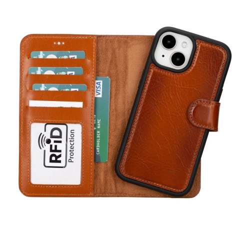 Apple iPhone 15 Plus Uyumlu Deri Cüzdanlı Kılıf MWWN RST2EF Taba Apple iPhone 15 Plus Uyumlu Deri Cüzdanlı Kılıf MWWN RST2EF Taba