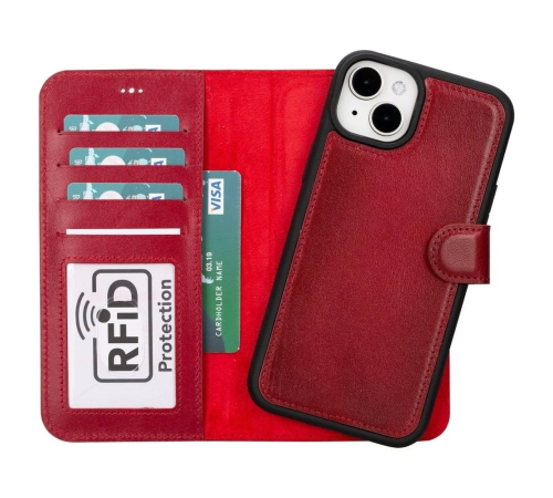 Apple iPhone 15 Plus Uyumlu Deri Cüzdanlı Kılıf MWWN V4EF Kırmızı Apple iPhone 15 Plus Uyumlu Deri Cüzdanlı Kılıf MWWN V4EF Kırmızı