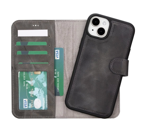 Apple iPhone 15 Plus Uyumlu Deri Cüzdanlı Kılıf MWWN VS4EF Gri Apple iPhone 15 Plus Uyumlu Deri Cüzdanlı Kılıf MWWN VS4EF Gri