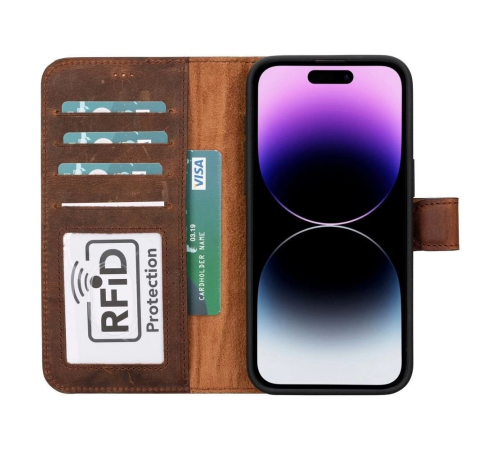 Apple iPhone 15 Pro Max Uyumlu Deri Cüzdanlı Kılıf MWWN G2 Kahve Apple iPhone 15 Pro Max Uyumlu Deri Cüzdanlı Kılıf MWWN G2 Kahve