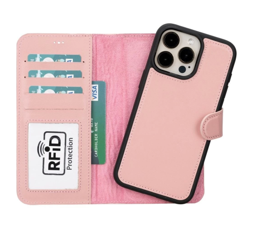 Apple iPhone 15 Pro Max Uyumlu Deri Cüzdanlı Kılıf MWWN NU2 Pembe Apple iPhone 15 Pro Max Uyumlu Deri Cüzdanlı Kılıf MWWN NU2 Pembe