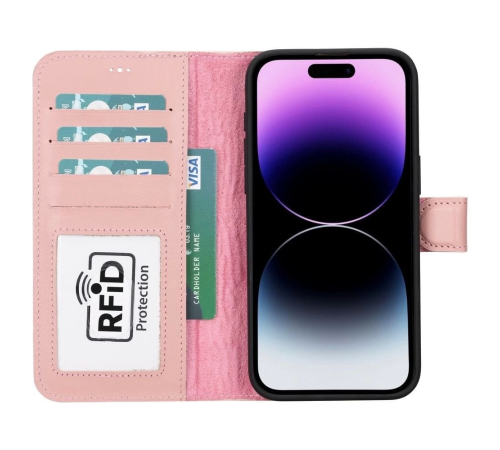 Apple iPhone 15 Pro Max Uyumlu Deri Cüzdanlı Kılıf MWWN NU2 Pembe Apple iPhone 15 Pro Max Uyumlu Deri Cüzdanlı Kılıf MWWN NU2 Pembe