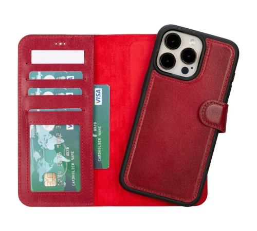 Apple iPhone 15 Pro Max Uyumlu Deri Cüzdanlı Kılıf MWWN V4EF Kırmızı Apple iPhone 15 Pro Max Uyumlu Deri Cüzdanlı Kılıf MWWN V4EF Kırmızı