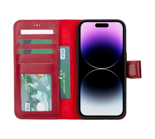 Apple iPhone 15 Pro Uyumlu Deri Cüzdanlı Kılıf MWWN V4EF Kırmızı Apple iPhone 15 Pro Uyumlu Deri Cüzdanlı Kılıf MWWN V4EF Kırmızı