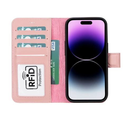 Apple iPhone 15 Uyumlu Deri Cüzdanlı Kılıf MWWN NU2 Pembe Apple iPhone 15 Uyumlu Deri Cüzdanlı Kılıf MWWN NU2 Pembe
