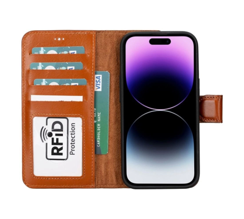 Apple iPhone 15 Uyumlu Deri Cüzdanlı Kılıf MWWN RST2EF Taba Apple iPhone 15 Uyumlu Deri Cüzdanlı Kılıf MWWN RST2EF Taba