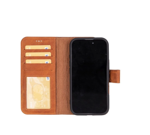 Apple iPhone 16 Plus uyumlu, Hakiki Deri, El Yapımı, Cüzdanlı Kılıf, Karamel Apple iPhone 16 Plus uyumlu, Hakiki Deri, El Yapımı, Cüzdanlı Kılıf, Karamel