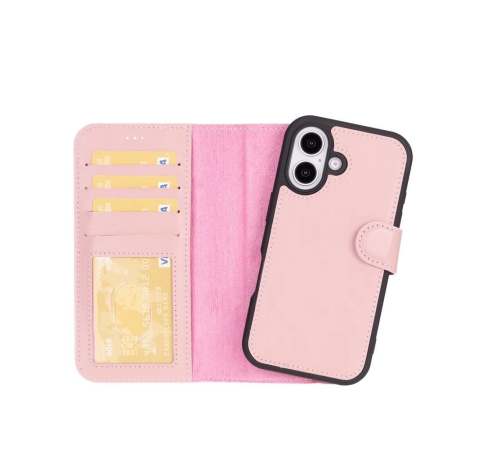 Apple iPhone 16 Plus uyumlu, Hakiki Deri, El Yapımı, Cüzdanlı Kılıf, Toz Pembe Apple iPhone 16 Plus uyumlu, Hakiki Deri, El Yapımı, Cüzdanlı Kılıf, Toz Pembe