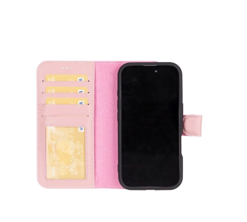 Apple iPhone 16 Plus uyumlu, Hakiki Deri, El Yapımı, Cüzdanlı Kılıf, Toz Pembe Apple iPhone 16 Plus uyumlu, Hakiki Deri, El Yapımı, Cüzdanlı Kılıf, Toz Pembe
