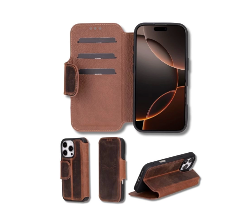 Apple iPhone 16 Pro Max uyumlu, Hakiki Deri, El Yapımı, Cüzdanlı Kılıf, Antik Kahve Apple iPhone 16 Pro Max uyumlu, Hakiki Deri, El Yapımı, Cüzdanlı Kılıf, Antik Kahve