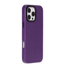Apple iPhone 16 Pro Max uyumlu, Hakiki Deri, El Yapımı Kılıf, Mor