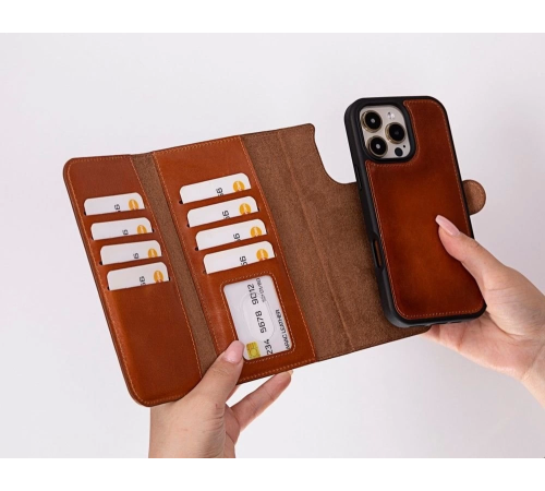 Apple iPhone 16 Pro uyumlu, Hakiki Deri, El Yapımı, Cüzdanlı Kılıf, Gölgeli Taba Apple iPhone 16 Pro uyumlu, Hakiki Deri, El Yapımı, Cüzdanlı Kılıf, Gölgeli Taba