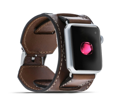 Apple Watch Uyumlu Deri Kordon 38-40-41mm Cuff Taba Apple Watch Uyumlu Deri Kordon 38-40-41mm Cuff Taba