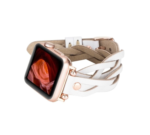 Apple Watch Uyumlu Deri Kordon 38-40-41mm DT RT F3 Beyaz Apple Watch Uyumlu Deri Kordon 38-40-41mm DT RT F3 Beyaz