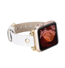Apple Watch Uyumlu Deri Kordon 38-40-41mm FRG F3 Beyaz