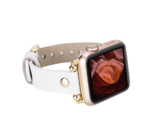 Apple Watch Uyumlu Deri Kordon 38-40-41mm FRG F3 Beyaz