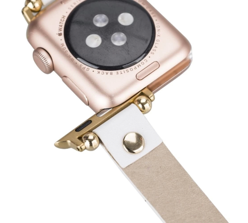 Apple Watch Uyumlu Deri Kordon 38-40-41mm FRG F3 Beyaz