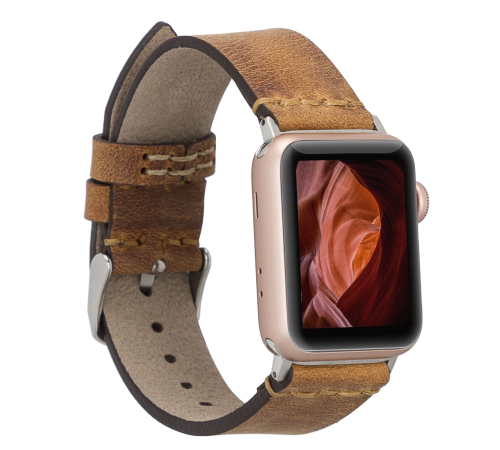 Apple Watch Uyumlu Deri Kordon 38-40-41mm G19-BA7 Taba Apple Watch Uyumlu Deri Kordon 38-40-41mm G19-BA7 Taba