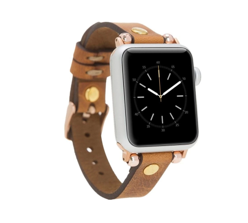 Apple Watch Uyumlu Deri Kordon 38-40-41mm GT G19 Taba Apple Watch Uyumlu Deri Kordon 38-40-41mm GT G19 Taba